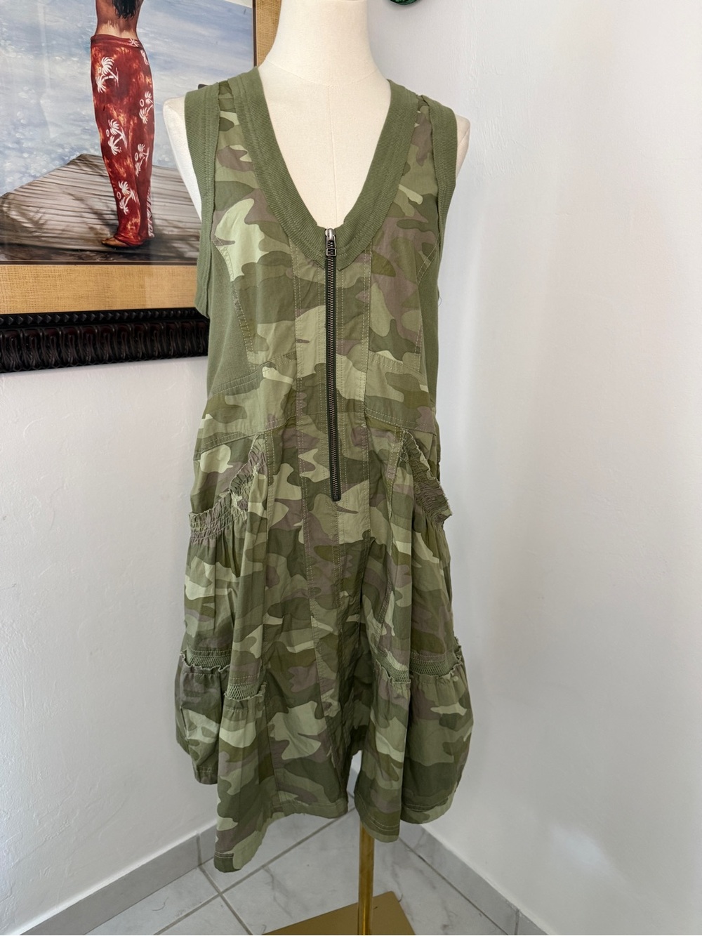 Anthropologie Olive Green Knit dress with Mesh Panels